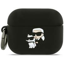 Karl Lagerfeld Silicone Case for AirPods Pro 3, Karl AND Chaupette Head 3D, Black