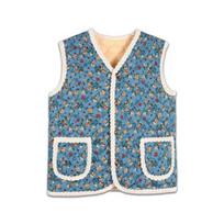 Gėlėta dygsniuota šerpos šilta liemenė – Madingas korėjietiškas retro stilius(Mėlyna) 2XL
