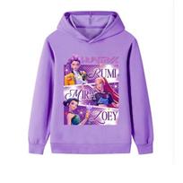 KPop Demon Hunters Hoodie Kids Clothes Girls Clothing Spring Autumn Casual Long Sleeve Fashionable Comfortable Soft Cute Hoodie 120 violetinė