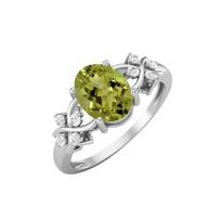 8X6MM Ovalus Peridoto Brangakmenis 925 Sterlingas Sidabro Vienas Akmuo Vynuogės Įkvėptas Moteriškas Vestuvinis Žiedas 11 balta