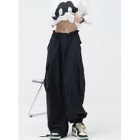 Moteriškos krovininės kelnės Baggy Pants Vintažinės laisvalaikio karinės armijos laisvos plačios kelnės 3XL juoda