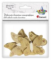 Dekoracija rankdarbiams "Drugeliai" mediniai 6vnt./56x43mm TITANUM