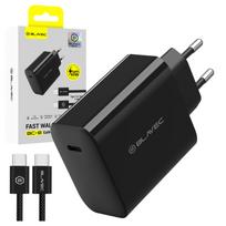 Blavec Wall charger BC-8 GaN4 – Type C – PD QC 65W 3A with Type C to Type C cable (TCBC8G4-CB653A+CC) juodos spalvos
