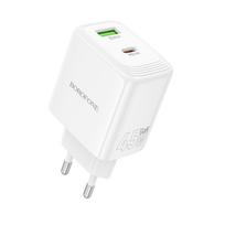 Borofone Wall charger BN30 Cargador GaN – USB + Type C – QC 3.0 PD 45W white