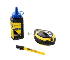Stanley FATMAX 0-47-681 linijų žymėjimo rinkinys, virvė su mėlyna kreida ir juodu markeriu, 30m