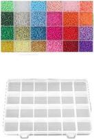 Stiklinių apvalių karoliukų (biserio) 12/0 RainBow® 24 spalvų po 10 g rinkinys su dėžute, ryškus