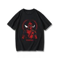 Deadpool Cartoon Movie Print T-shirt Summer New Men's and Women's Loose Casual Trend Top Autumn and winter innerwear S