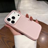Originalus vientisos spalvos skystas silikonas Magsafe dėklui, skirtas iPhone 17 Pro 17 Pro Max, didelis langas, odos pojūtis, smūgiams atsparus dangtelis iPhone17 Pro Max rožinė