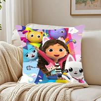 Kids Gabbys Dollhouse Gabby Cats Pillow Case Pattern Printed Pillowcase for Living Room Sofa Cushion Cover & Bedroom Decor 12x12Inch