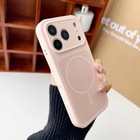 Original Liquid Silicone Magnetic Case for iPhone 17 Pro Max Magsafe Wireless Charging Soft Shockproof Cover for iPhone17 17Pro iPhone17 Pro rožinė