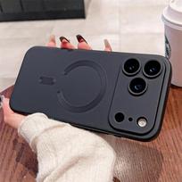 Metalizuoti dažai Magnetinis Magsafe minkštas dėklas iPhone 17 Pro Max 17 Air 16 E 15 14 Plus 13 12 11 Pro Max Belaidis įkrovimas Objektyvo apsaugos dangtelis iPhone 11 juoda
