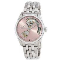 Hamilton Jazzmaster Nerūdijančio plieno rožinis atviro mechanizmo ciferblatas automatinis H32215170 moteriškas laikrodis rožinė