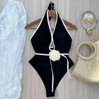 Floral One Piece Swimsuit 2026 New Halter Bandage Swimwear Women Swimsuit Bathing Suit Beachwear Monokini Female Swimming Suits S juoda