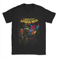 Genuine Licensed Spider-Man Retro Splat Comic Men's Retro T-Shirt O Neck Short Sleeve T-Shirt TopLoose Plus Size S