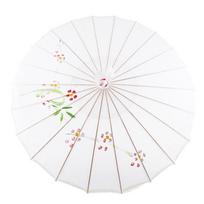 82/84cm Šilkinio audinio moteriškas skėtis Japoniškos vyšnios žiedai Senovinis šokio skėtis Dekoratyvinis kiniško stiliaus aliejumi impregnuoto popieriaus skėtis balta