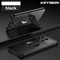 KEYSION Magnetinis telefono dėklas skirtas Xiaomi POCO F8 Ultra Metaliniai dažai Silikonas+PC Vertikalus stovas Atsparus smūgiams dangtelis skirtas POCO F8 Pro for POCO F8 Pro juoda