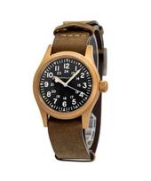 Hamilton Khaki lauko mechaninis bronzinis odinis dirželis, juodas ciferblatas H69459530 vyriškas laikrodis juoda