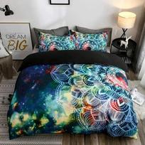 Trippy Ateivio patalynės užvalkalų komplektas Karališko dydžio Ateivio kaukolės patalynės komplektas Psichodelinė kosmoso akvarelė Spalvingas karališko dydžio pledas Ateivio dovana 70x133cm