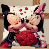 Romantic Minnie and Mickey Mouse Kissing on Pillowcase: Perfect for Valentine's! Sofa cushion cover,bedroom room home decoration 16x16Inch white