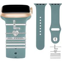 A-Z raidės sidabrinis laikrodžio apyrankės ornamentas silikoninė juostelės dekoravimo žiedas juvelyrinis aksesuaras Apple Watch apyrankei apyrankės pakabukai