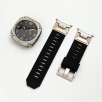 Silikoninis dirželis Metalinis dėklas Samsung Galaxy Watch Ultra 47mm prabangiam vyriškam sportiniam laikrodžiui Galaxy Ultra2025 Be tarpų Lenktas galas Apyrankė Watch Ultra 2025