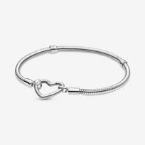 Pandora Moments Širdelės Užsegimo Gyvatės Grandinėlės Apyrankė 19 cm sidabras