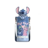 600ml Cartoon Thermos Cup Disney Stitch Large Capacity Disney Cute Stitch Stainless Steel Insulated Water Bottle With Straw 600ML mėlyna