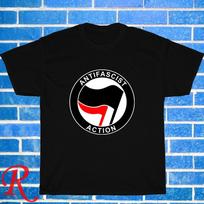 Nauja!  AntiFa veiksmo vėliavos logotipas Juoda  Pilka  Tamsiai mėlyna  Balta Dydis S-5XL Unisex marškinėliai 4XL
