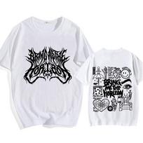 BMTH BringMe TheHorizon Marškinėliai Vasarai Komiksų Medvilniniai Marškinėliai Grafinis Spausdinimas Apvalia Kaklo Marškinėliai Moteriški Drabužiai Laisvalaikio Drabužiai S balta