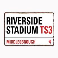 Riverside Stadium Middlesbrough Kelio Ženklas Retro Metalo Ženklas Klubo Patalpų Dekoras Individualus Skardinis Namų Sienų Dekoras 20x30cm（7.8x11.8inch）