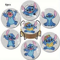 8pc/sets The Stitch Series Diamond Painting Coasters DIY Diamond Art Coasters 5D Full Drill Diamond Coasters Acrylic Round Cup