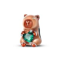 Vario Capybara Širdis Žali Cirkonio Karoliukai Papuošalai Tinka Originaliam Apyrankės Vėrinio Moterims Pasidaryk Pats Dovana