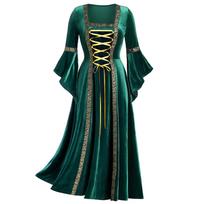 Moterų vintažinė retro viduramžių suknelė gotikinė maxi suknelė Helovino Cosplay suknelės raganos kostiumas S bordinė