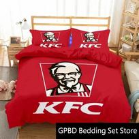3D Spausdintas Maistas KFC Logotipas Patalynės Komplektas Dvigulis Twin King Antklodės Užvalkalas Užpildu Užpildyta Pagalvės Užvalkalas Berniukams Mergaitėms Suaugusiems Miegamasis 70x133cm