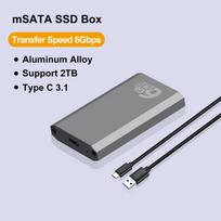 6Gbps mSATA SSD dėklas mSATA į USB 3.1 Gen2 adapterio dėklas su C tipo prievadu mSATA vidiniam SSD diskui