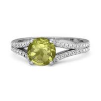Peridot Split Pavé Band Ring - 925 Sterling Silver 12 balto aukso spalvos