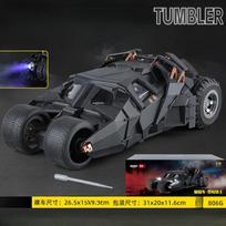 Purškiklis Diecast 1:18 Batmobile Tumbler lydinio automobilio modelis Metalinis žaislinis transporto priemonė Garso ir šviesos žaislai Vaikų gimtadienio dovana Kolekcija Namų dekoras juoda