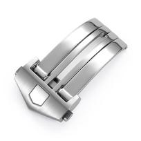 18mm 20mm laikrodžio sagtelė TAG Heuer dirželiui Nerūdijančio plieno sulankstoma sagtelė odiniam silikoniniam laikrodžio dirželiui Dvigubo mygtuko sagtelės 18mm sidabras