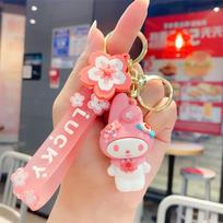 Anime Animacinis Mielas Žiedų Žydėjimo Sezono Raktų Pakabukas Kūrybiškas Rožinis Hello Kitty Lėlės Kuprinės Mažas Dovana Pakabukas