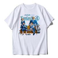 2026 Naujas Fantastiškasis Ketvertukas Daigas Fantastiškojo Ketvertuko Spaudinys Madingi Vyriški Laisvalaikio Apvaliu Kaklu Laisvi Trumpomis Rankovėmis T-shirt S