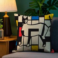 Abstrakti B-Bauhaus Geometrija Pagalvės užvalkalas Pliušinis audinys Minkštas Dvipusis spaudinys Namų Sofa Aukštos kokybės Pagalvės užvalkalas Mėtymo pagalvė 12x12Inch