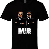 Vyrų juodai MIB Will Smith Retro 90-ųjų Komedija Filmas Marškinėliai S juoda