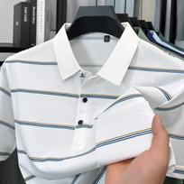 Originalios Kokybės Vyriški Polo Marškinėliai Dryžuoti Spausdinimo Trumpomis Rankovėmis Vasaros Mados Apykaklė T-shirt Verslo Klasikiniai Kasdieniniai Trend Vyriški Drabužiai M balta