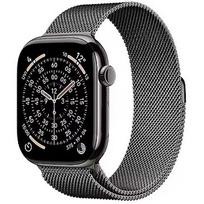 Apple Watch Series 11, GPS + Cellular, Slate Titanium, Black Milanese Loop (S/M) - 46mm MFD34MP/A