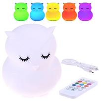 Sowa Silikoninė Minkšta Naktinė Lempa LED RGB + Nuotolinio Valdymo Pultelis ZA3295