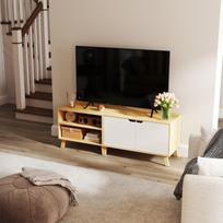 TV staliukas su 2 durelėmis, 140 cm, šviesios medienos spalvos