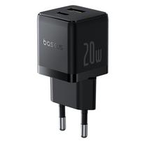 Sieninis įkroviklis BASEUS Palm 20W USB + USB-C QC3.0 PD3.0, juodas