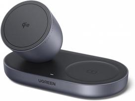 UGREEN Zapix 15W Qi2 „MagSafe“ 2-in-1 magnetinė belaidė įkrovimo stotelė telefonui ir ausinėms