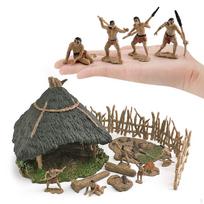 Primitivių žmonių statulėlės Figūrėlės Mielos Originalios Žmogaus Gyvenimo Eksponatai Amatiniai Gaminiai Maža skulptūrėlė lentynai