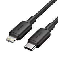 1 m ilgio kabelis iš USB-C į Lightning 3A 480Mbps, juodas